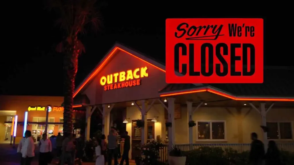 Outback Steakhouse Pictures at Night with a Red Closed Sign